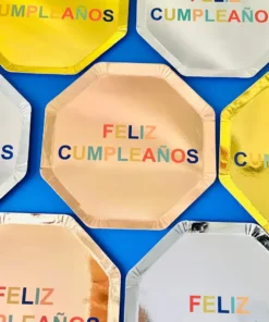 Platos metalizados - Feliz cumple
