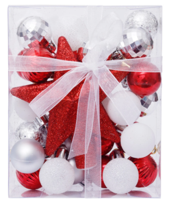 Set Navideño - Rojo y Blanco Glitter