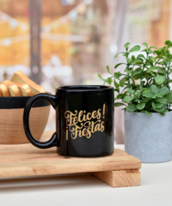 Taza Ceramica Negra - Felicidades