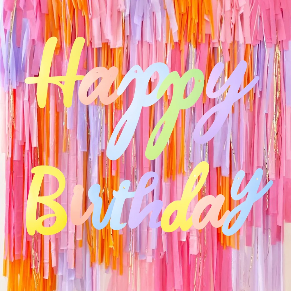 Banderin Feliz Cumpleaños "CURSIVA PASTEL" 1 Banderin Feliz Cumpleaños "CURSIVA PASTEL"