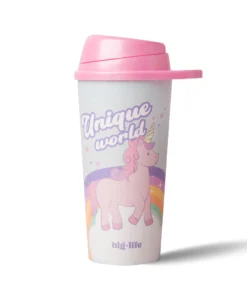 Vaso Con Tapa Movil - Unicornio