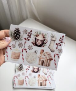 Hola Deco - Distribuidora 8 Plancha Stickers Transfer UV-Navidad